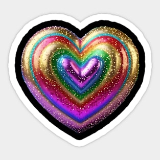 Rainbow Glitter Heart Sticker